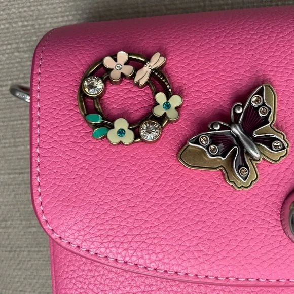 Coach Cassie Crossbody 19 With Heart Strap In Petunia with pins and rivets NWT - Picture 2 of 16